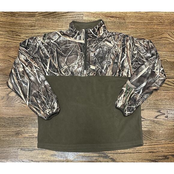 Drake Waterfowl 1/4 Zip Brown Camo Hunting Refuge Eqwader Pullover Jacket Sz M - Picture 1 of 10